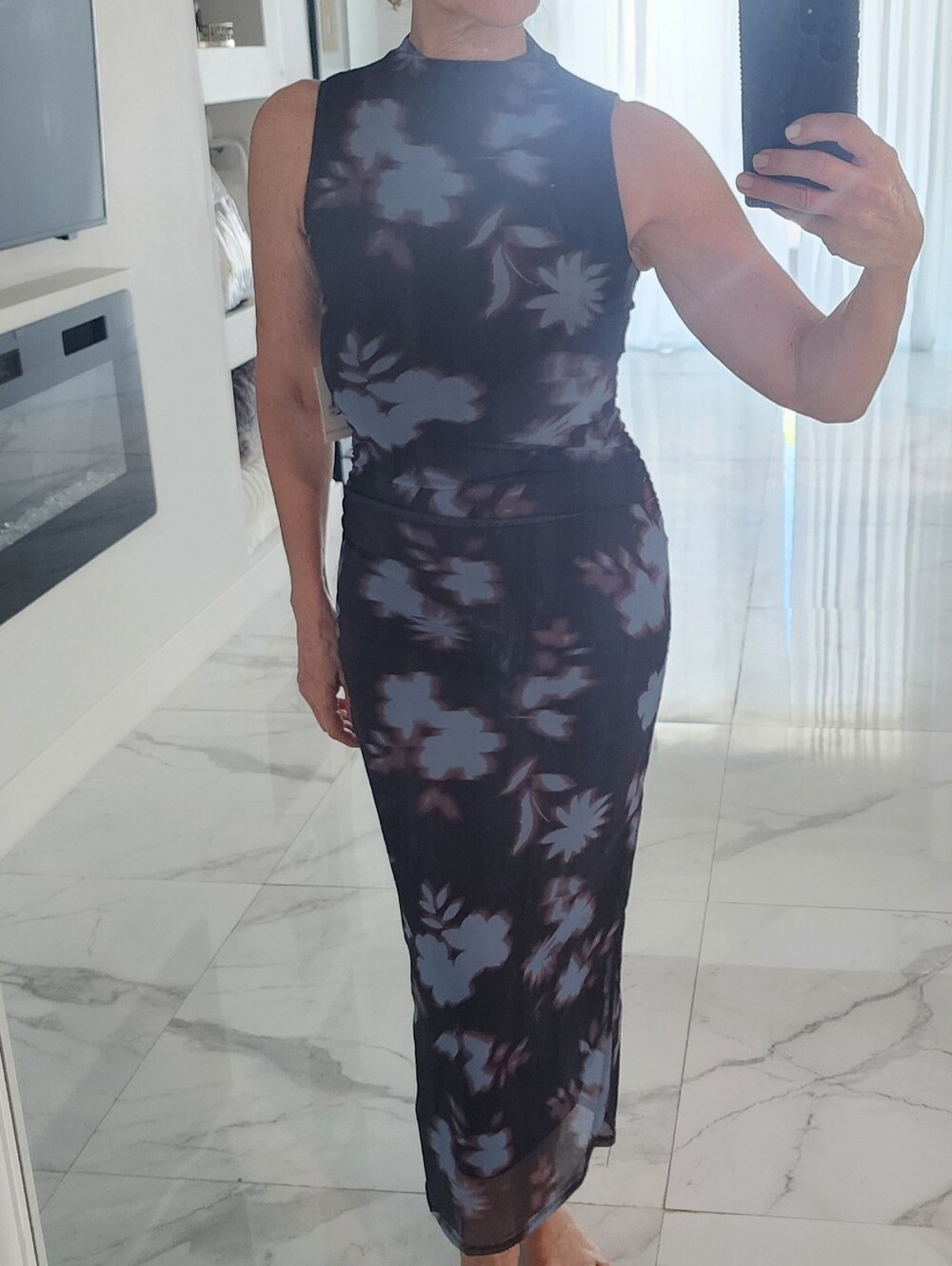 Sincerly Jules Navy Floral Maxi Dress with Pale Blue Blooms